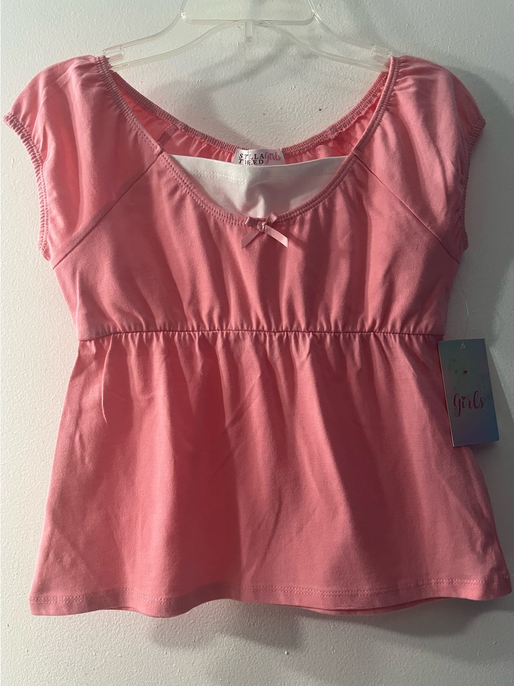 Stella Tweed Pink Short Sleeve Peplum Tee